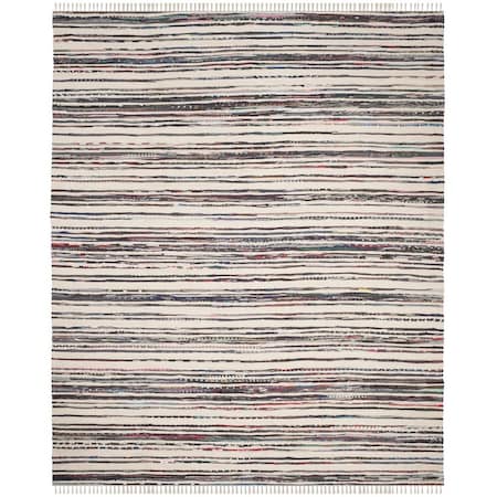 Safavieh Rag Rug Large Rectangle Area Rug, Ivory and Charcoal - 8 x 10 ft. RAR126Q-8